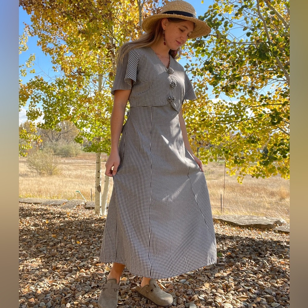 Vintage country gingham maxi dress